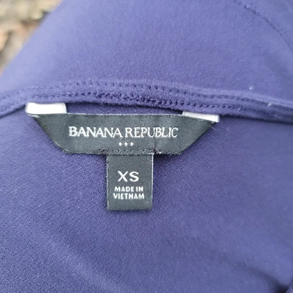 Banana Republic Navy Stretch Top Shirt Blouse Vell Sleeve Short Boho XS - Picture 2 of 6